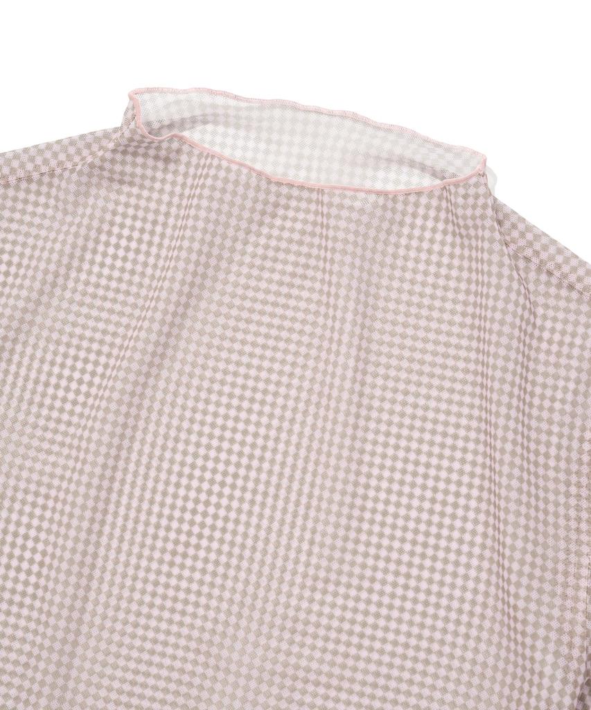 Covernat Woman Mesh Turtleneck Long Sleeve Light Pink