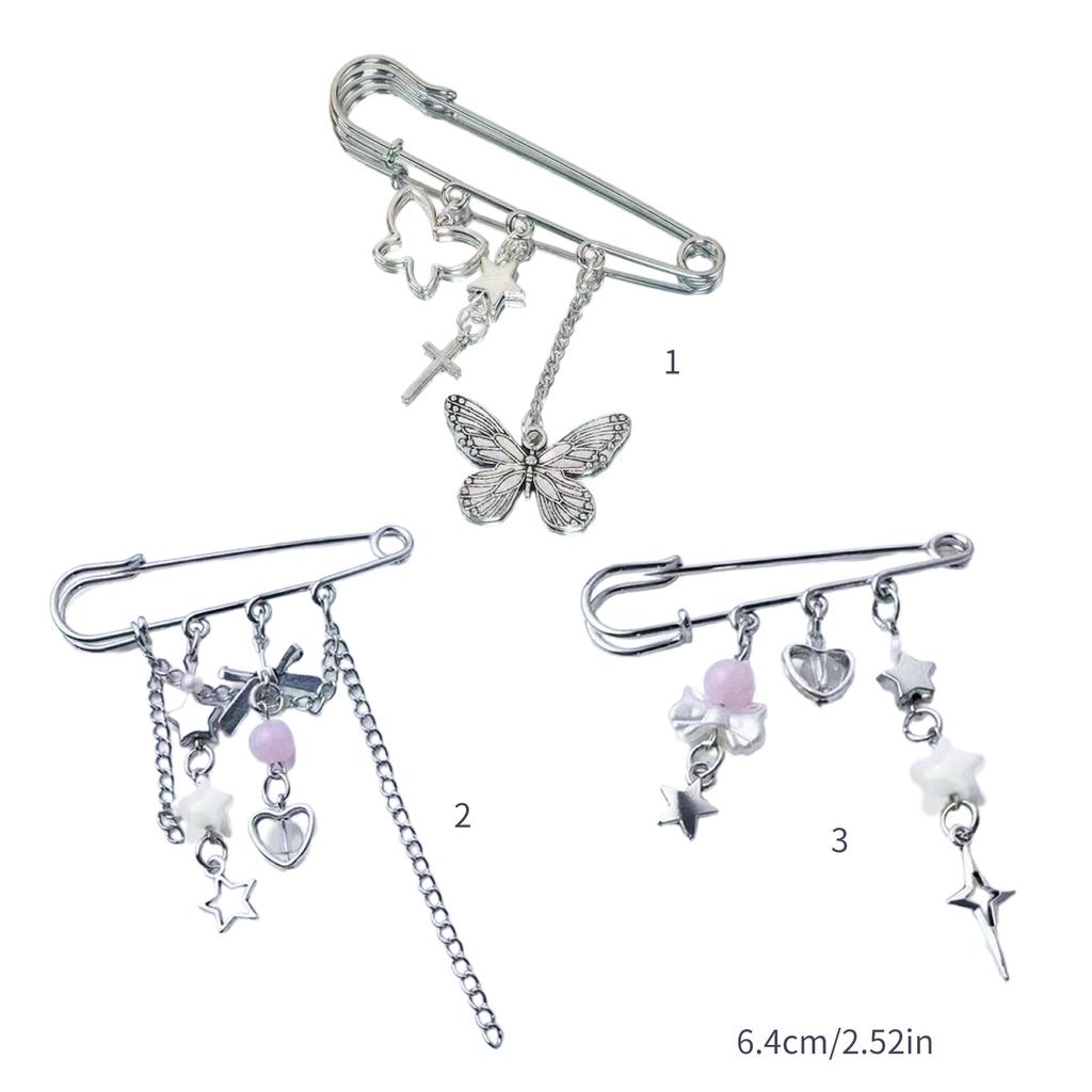 Handcrafted Star Pin Accessory Unique Star Bowknot Brooch with Exquisite Butterfly Chain Charm for Daily Wear Parties