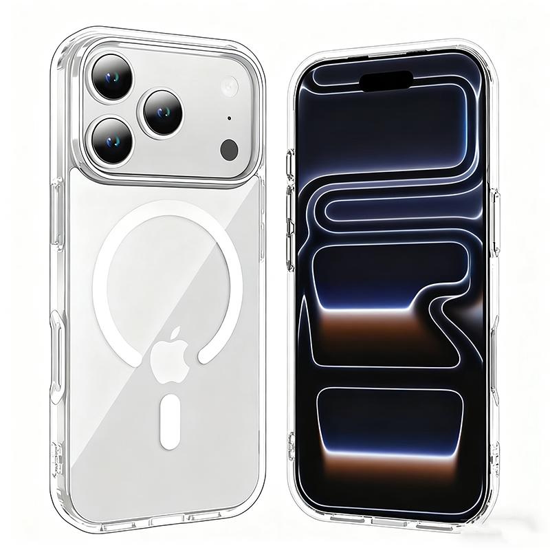 Military Grade Acrylic Case for iPhone 17 Pro Max 17Air Back Cover Magsafe Shockproof Transparent Hybird PC Case for iPhone 17