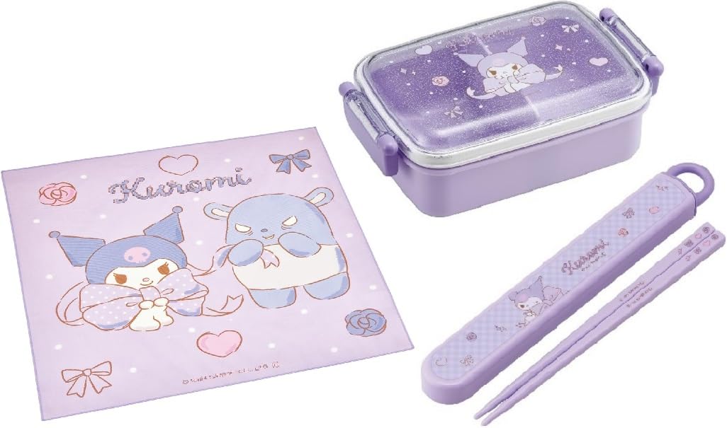 

Skater Kuromi 25 Большой бант Антибактериальный Безопасный для посудомоечной машины Мягкая крышка Плотный Ланч квадратный 450 мл Ланч-бокс Ланч Моя Мелодия Kuromi Бант Детский персонаж фиолетовый