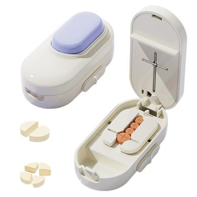 Hap Kesici Bölücü Taşınabilir 2'si 1 Arada Hap Kesici Ayarlanabilir 1/2 1/4 Tablet Bölücü Küçük ve Minik Haplar için Keskin Bıçaklı İş Seyahat Kullanımı