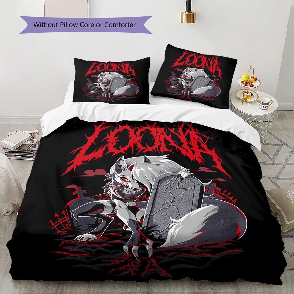 Loona Muster Bettwäsche Steppdecken-Set Heimdekoration Geschenk (1 Bettbezug + 2 Kissenbezüge (ohne Füllung))