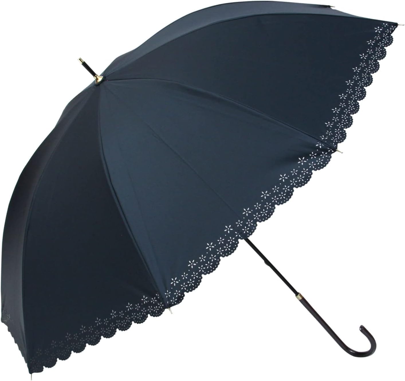 

Базовый Стандартный Длинный Солнцезащитный для Солнечной и Дождливой погоды Защита от УФ-лучей Специальный Внутренний Первый Класс Легкий Тепло Ветрозащитный Стекловолокно Ручной Цветочный Волан Крой Темно-синий Зонт,