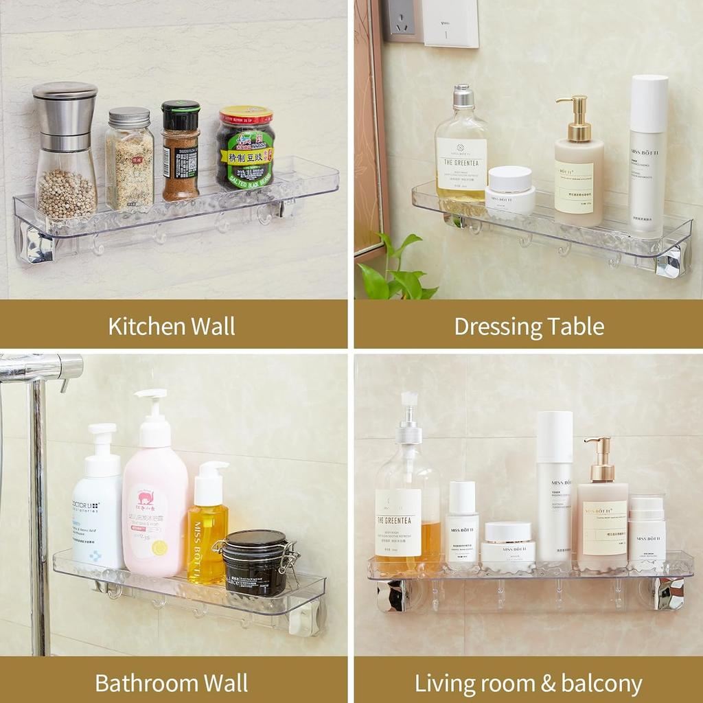 Shower Caddy Bathroom Shelves Corner 2 Pack Bathroom Organizers and Storage with 4 Hooks Bathroom shelves Suction Cup Shower Caddy for Bathroom, Dorm