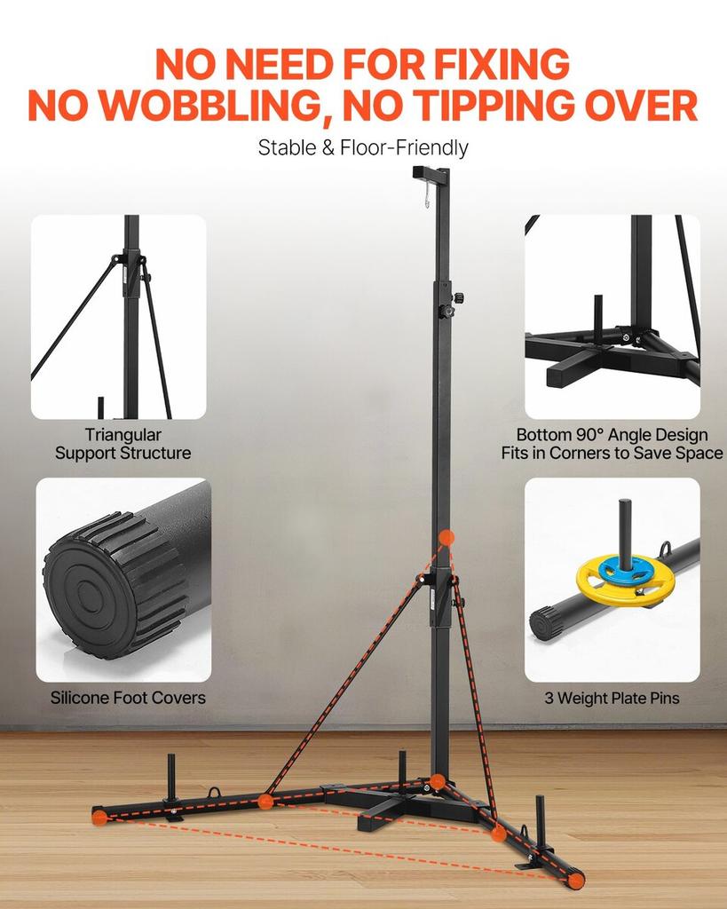 Heavy Duty Punching Bag Frame Boxing Fitness Stand Steel Adjustable Height