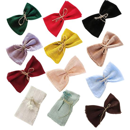 Bohemian Napkin with Fringe Cotton Fabric Solid Color Napkin Rustic Wedding Napkin for Dining Table Farmhouse Home Decor