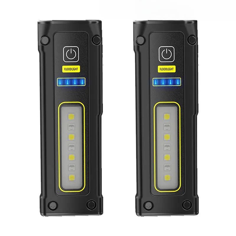 

Супер яркий светодиодный новый дизайн источника рабочей лампы с магнитной сигнализацией SOS брелок для ключей Power Bank водонепроницаемый аварийный фонарик black-2pcs