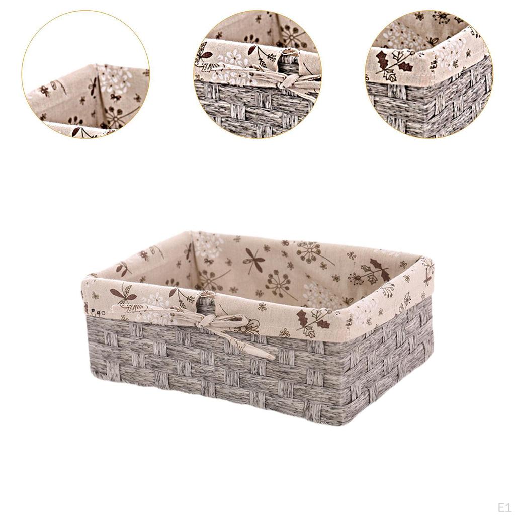Desk Organizer Storage Basket for Home Office with Imitation Wicker Design