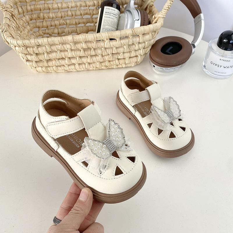 

Spring Summer Kids Closed Toe Sandals Bow Hollow Out Toddler Fashion Shoes size 25 білий