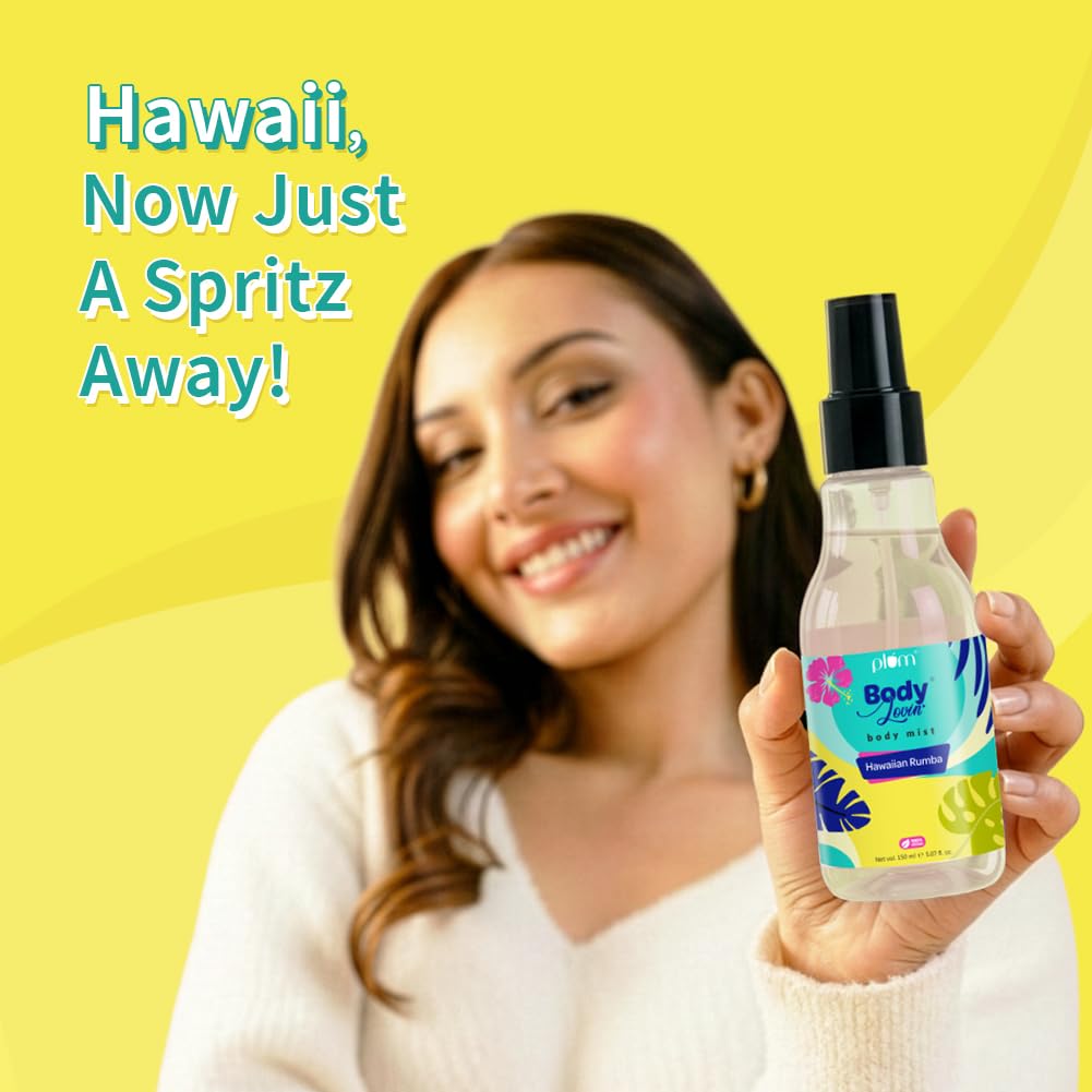 Plum BodyLovin Hawaiian Rumba Body Mist for Women 150ml Pack of 1 | Long Lasting Tropical Fragrance Travel Friendly