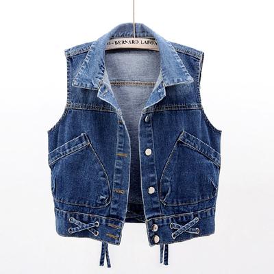 Denim feminino colete outono plus size jean jaqueta moda sem mangas solto único breasted casaco curto causal bandage coletes