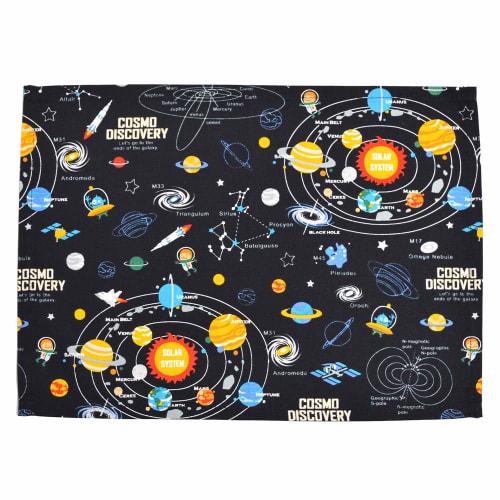 COLORFUL CANDY STYLE Placemat for Boys and Kids, Stylish Fabric, Cotton, Perfect for School Lunches, Solar System Planets and Cosmo Planetarium (Black