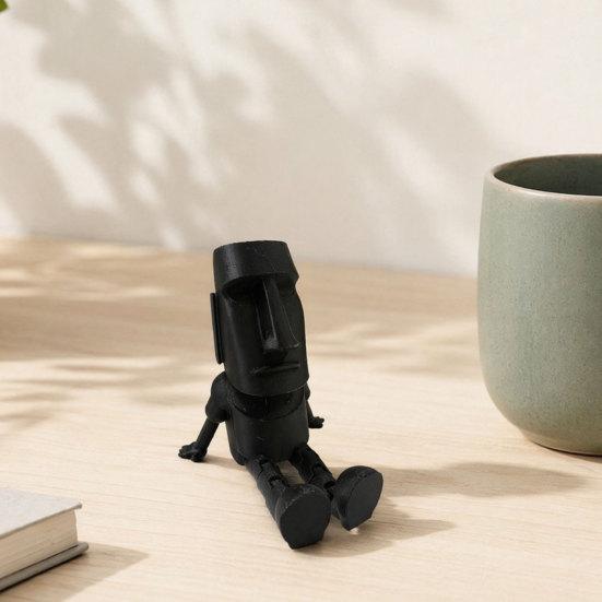 3D Printed Moai Statue Action Figure, Movable Joints Articulated Easter Island Rock Sculpture, Mini Desk Toy Ornament for Office Home Decor