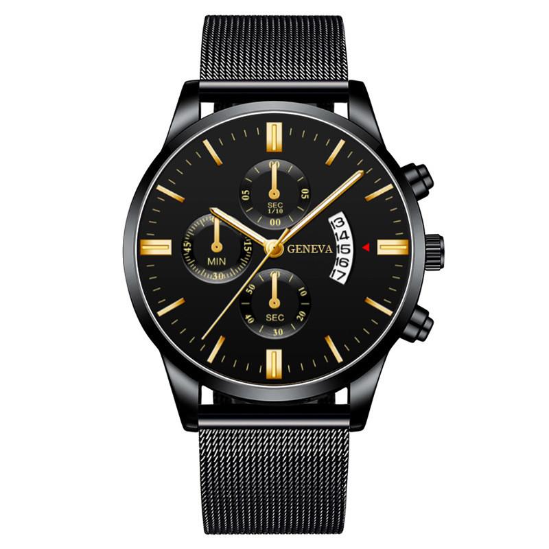 

Mens Fashion Quartz Watch With Stainless Steel Mesh Band And Calendar For Business Casual Wear Style A