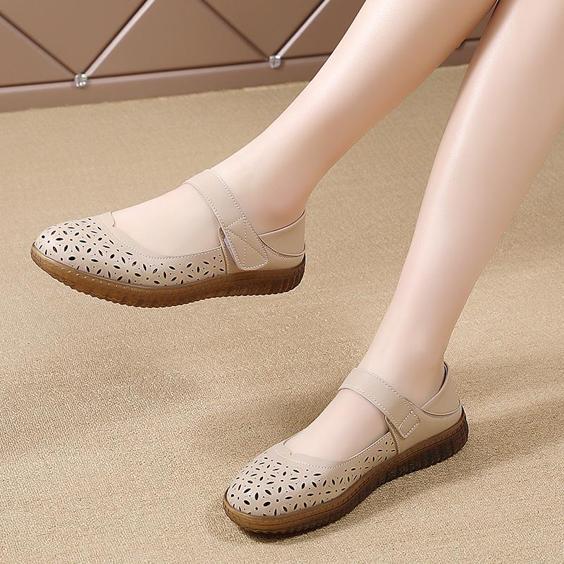 Summer Women's Sandals Mary Jane Beach Breathable Flat Shoes Closed Toe Casual Soft Sandals for Girl Plus Size