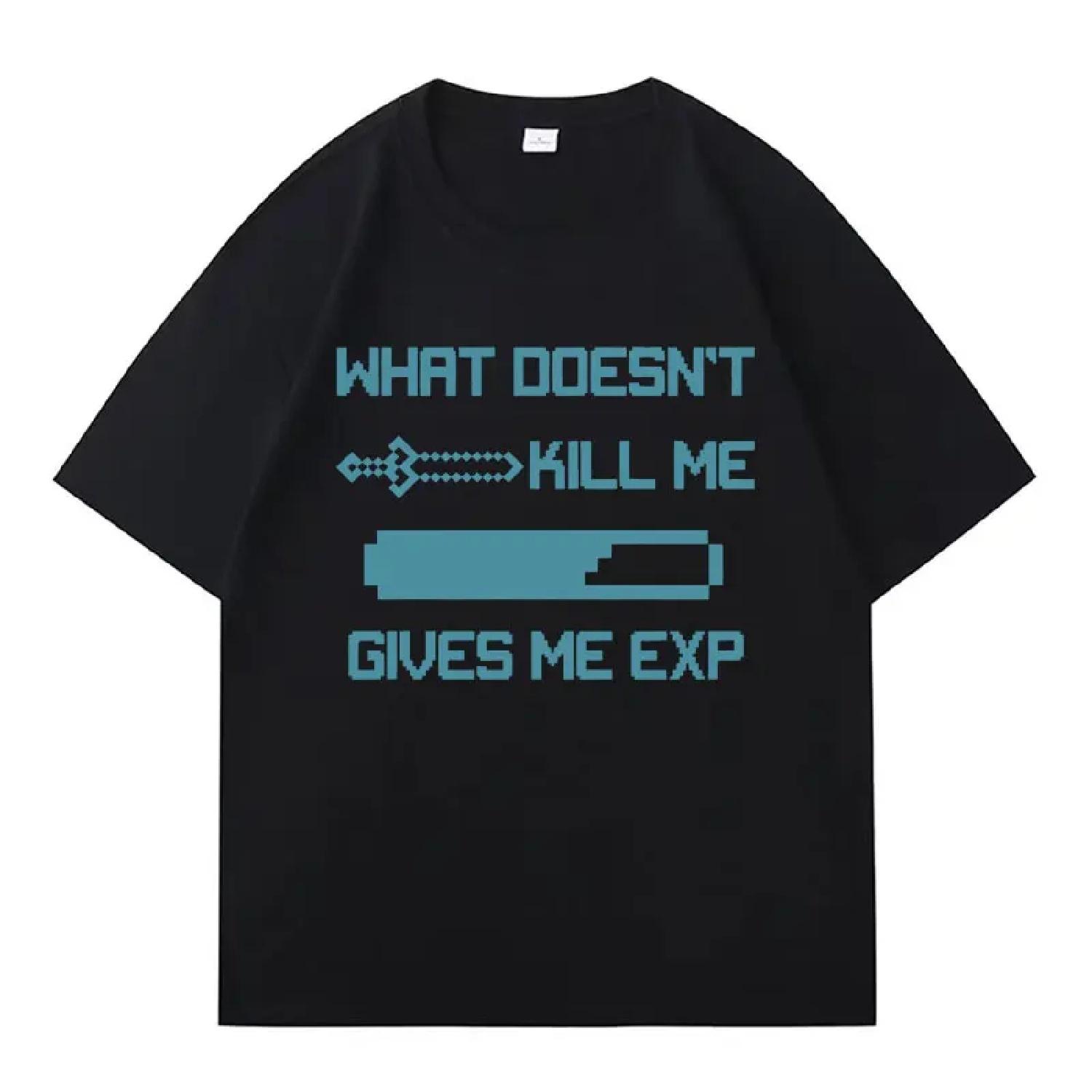 

Latest Graphic Tshirt Gives Me Exp T Shirt 100% Cotton Summer T Shirt Style High Quality Oversized Casual Tees Streetwear Unisex S чёрный