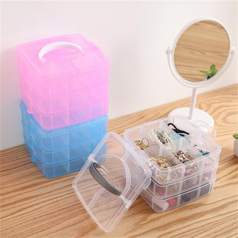 1/2PCS 18 Grid Transparent Large-capacity Necklace Ring Stud Earrings Storage Box Jewelry Box Ornament Box Jewelry Storage Box
