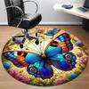 1PC Butterfly Garden Office Round Area Rug, Mat Suitable For Office, Under Office Chairs Bedroom Living Room Home Decor, Room Deco