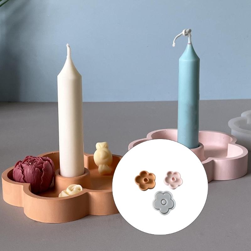 Floral Silicone Candle Holder Tray Food Grade Safe Flexible Long Candle Tray For Home Decors Party Centerpiece