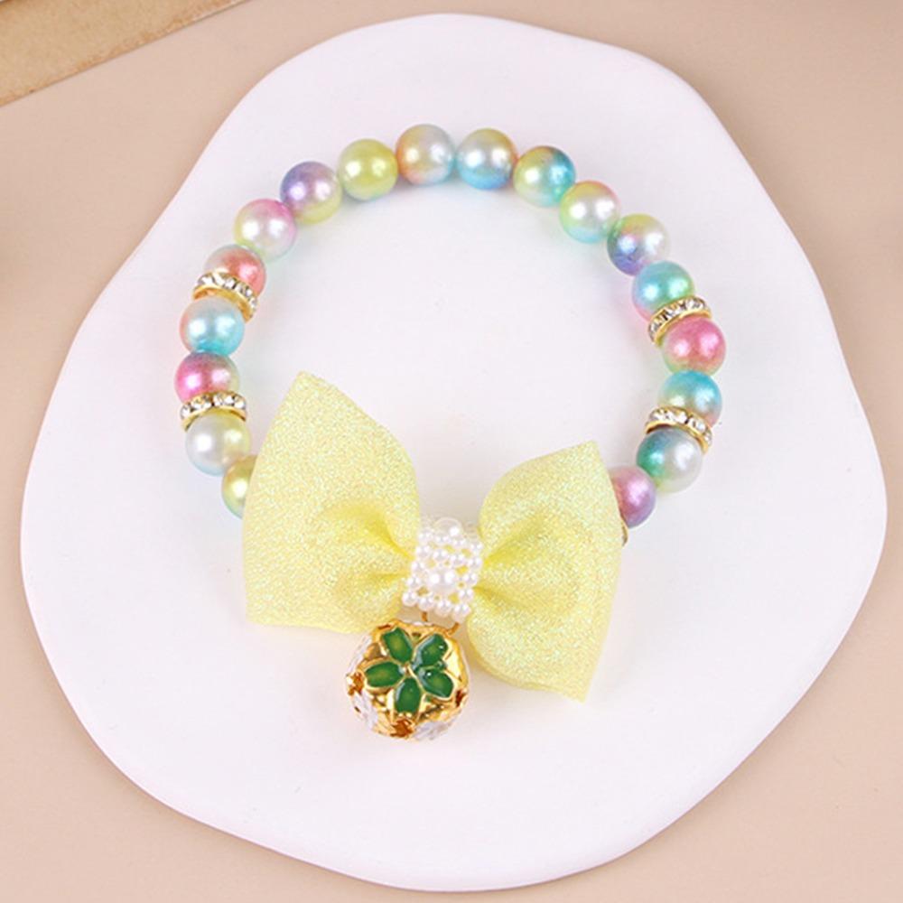 Colorful Cat Puppy Collar Princess Style Cat Neck Chain Cute Pet Pearls Bowknot Necklace  Puppy