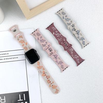 Butterfly Embossed Strap for Apple Watch S10- Soft Silicone Butterfly Clasp Creative Replacement Band for iWatch 10/9/8/7/6/5/4/3/2/1/Se/Ultra/ultra2