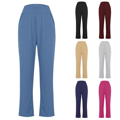 Women's Casual Solid Color Pocket Straight Leg Sports Loose Pants