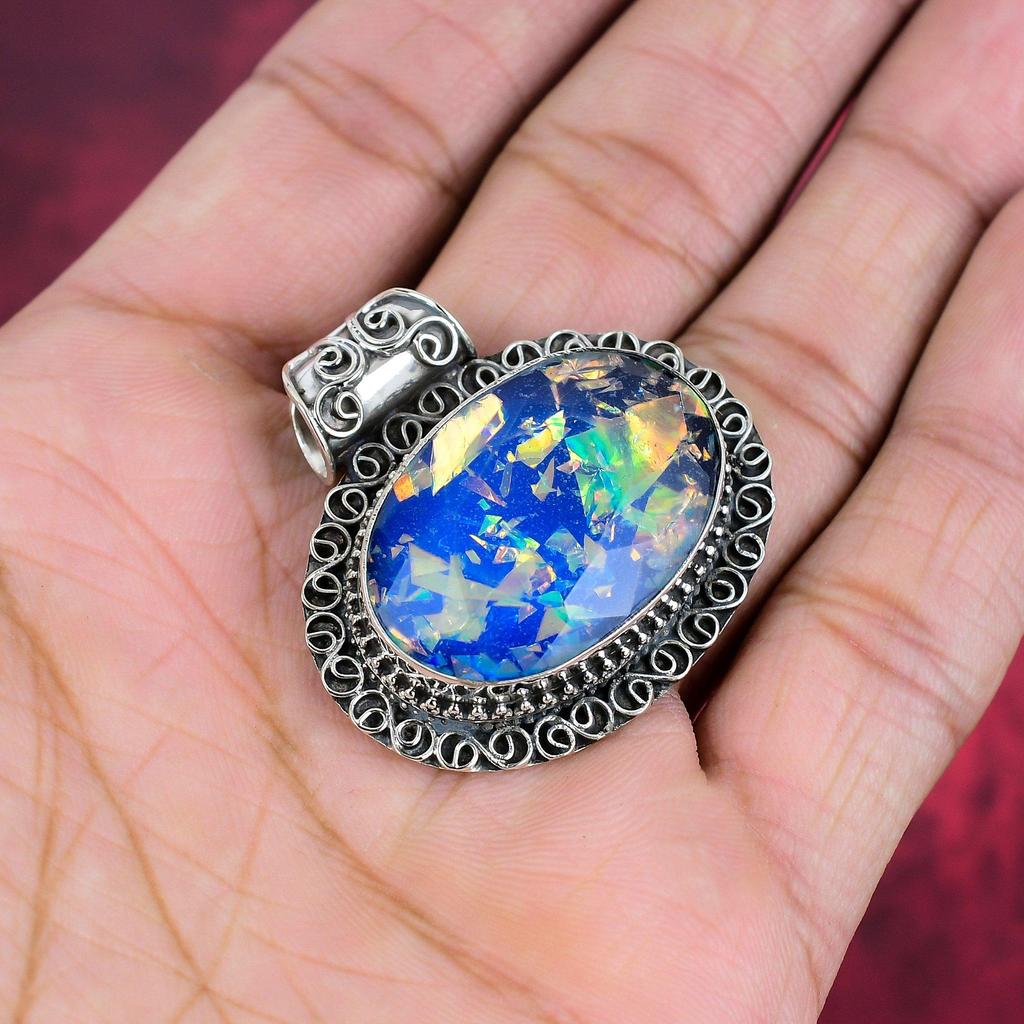 Doublet Opal Jewelry, 925 Solid Sterling Silver Pendant Handmade Gemstone Jewelry, Gifts For Wife Brand New Pendant