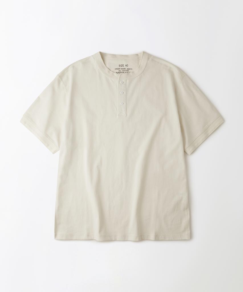 OUTSTANDING Henley Neck Half Sleeve Tee_Off White