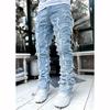 Men's Fashion Patch Jeans Slim Stretch Micro Lapped Straight Trousers