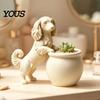 Pot de plante de bureau original Chien Teckel à poil long imprimé en 3D, Pot de fleurs chien mignon pour cactus, plantes aériennes, durable, étanche, plantes, succulentes,