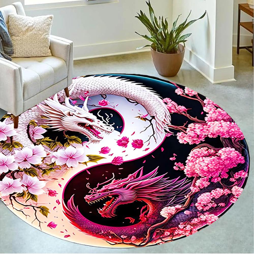 1pc home carpet yin yang floral design non-slip rug for office decor and living room gift ideas