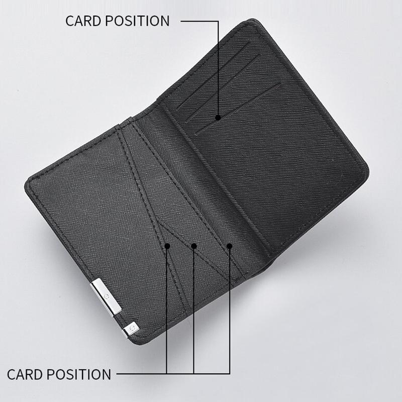 Black Faux Leather Slim Business-Style Wallet With Multiple Card Slots Credit Card & Driver'S License Holder Geometric Design