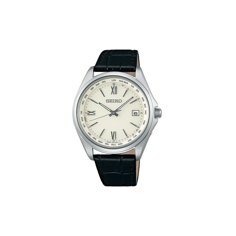 SEIKO Fashionable Light-Driven Men s Quartz Watch Light-powered Quartz Leather Strap Men s Watch White Dial SBTM295 синий