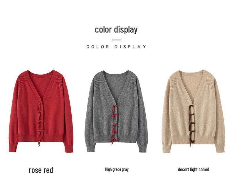 Autumn/Winter Women's Cashmere Cardigan: Chinese Style Frog Button, V-neck Knit, Loose Fit Sweater.