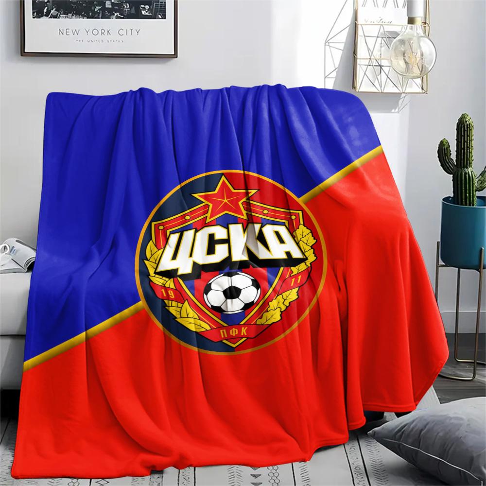 1Pc CSKA Moscow Logo Print Flannel Blanket High Quality Warm Comfortable Cover for All Seasons Perfect for Gifts Home Decor