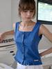 Elssibeui Frill Sleeveless Blouse_Cobalt Blue