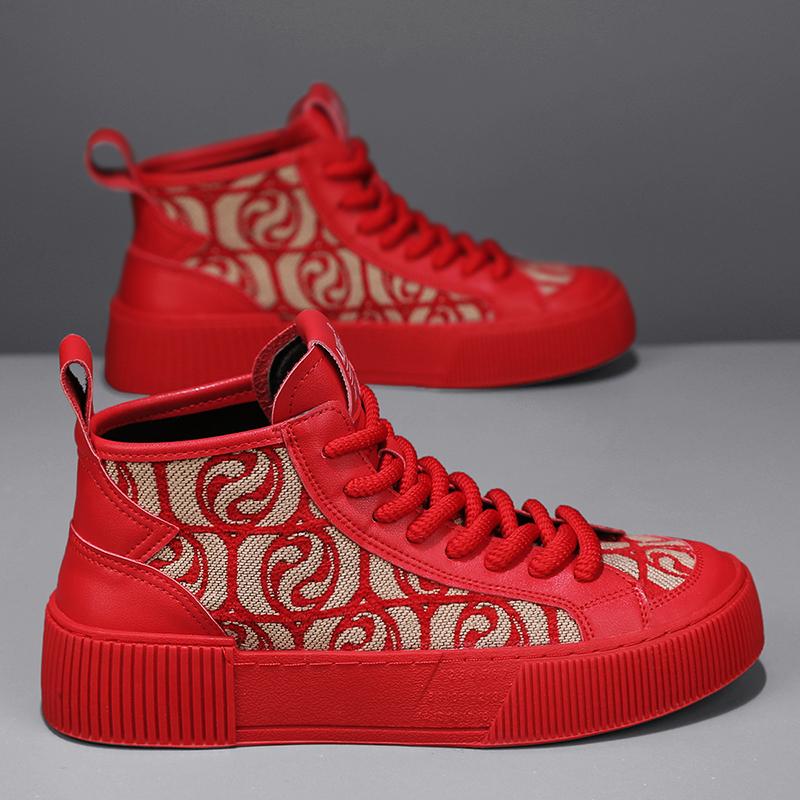 Μάρκα Μόδας Ψηλές Καμβάς Παπούτσια Ανδρικά Μόδα Πλατφόρμα Ανδρικά Βουλκανιζέ Παπούτσια Κινέζικα Ανδρικά Κόκκινα Καμβάς Αθλητικά Παπούτσια Σχεδιαστής Εσπαντρίγιες