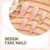 Multiple Style False Nail French Design Gold Trim Bows Detail Almond Shape Comfortable Artificial Nail for Women