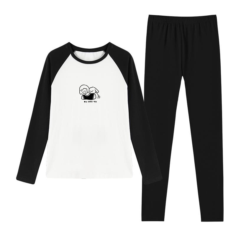 Teen Girl Autumn Cotton Thermal Set - Warm Long Underwear & Sweater