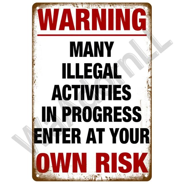 Vintage Retro Warning Tin Signs  Metal Caution Sign for Cafe Club Man Cave Pub Home Bars Coffee Shop  Wall Decor Art for Home