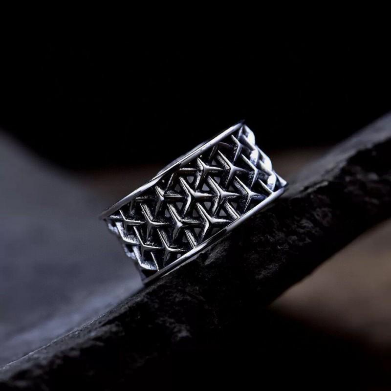 Adjustable Open Ring Men Women Vintage Geometric Cutout Design Minimalist Statement Band