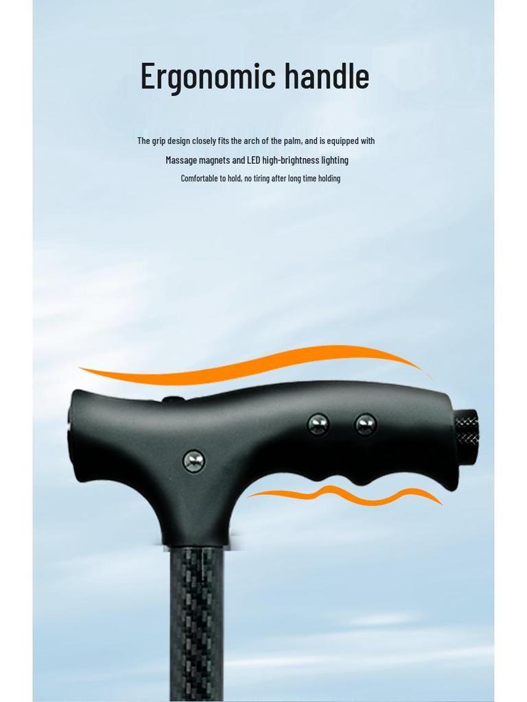 Bâton de marche télescopique léger en fibre de carbone antidérapant pour seniors