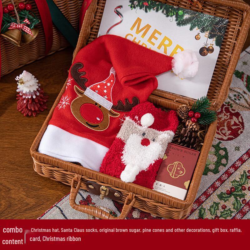 Jun Seventeen A1 Christmas Mug Gift Set Christmas Hat + Christmas Socks + Brown Sugar