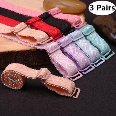 3 Paar bestickte Schultergurte, verlängerte und verbreiterte elastische Unterwäschegurte, Dessous- und Unterwäschezubehör für Damen