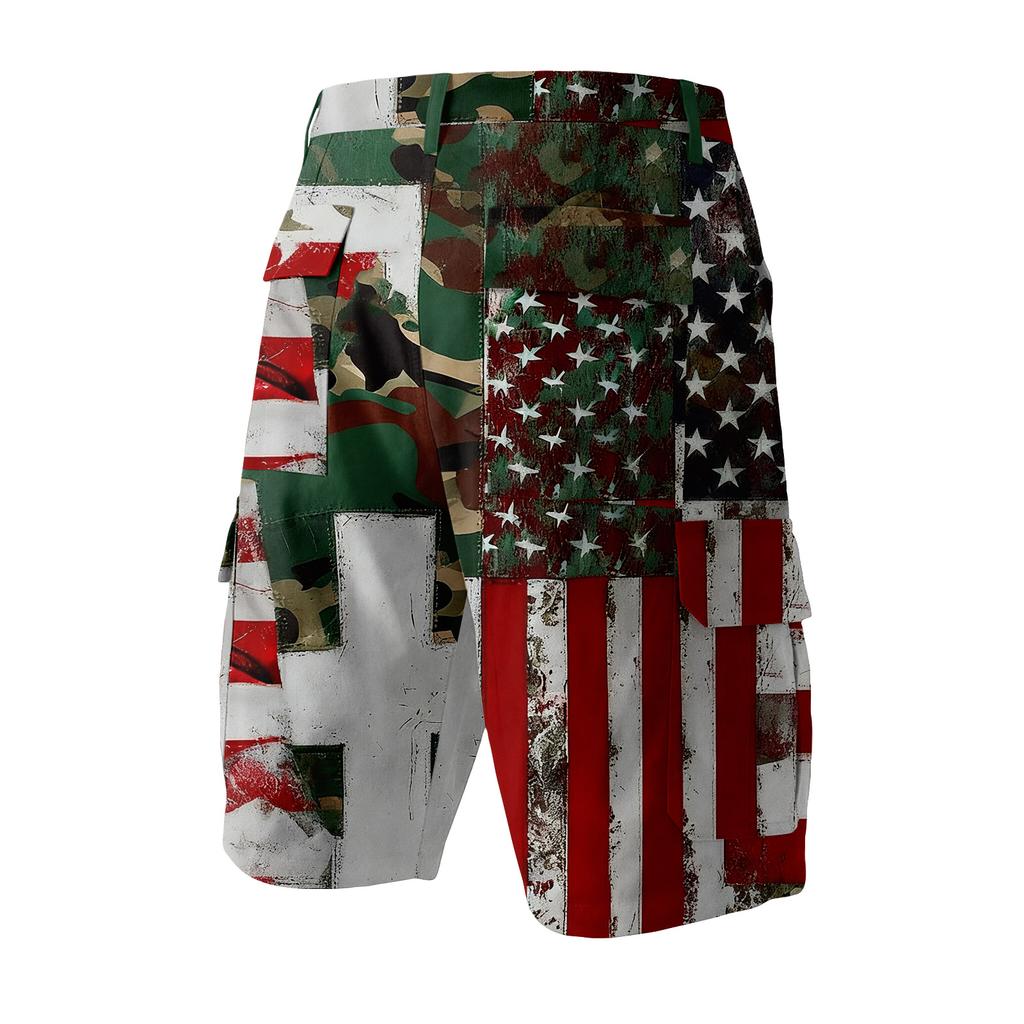 Herren Sommer Bedruckte Outdoor-Shorts Herren Lockere Mehrzweck-Taschen-Shorts