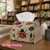 1pc, 2d Flat Printing, Tissue Box Handmade Ladybug and Flower Fabric Patterns Printed Tissue Box, Durable Decorative Storage Box for Kitchen and Livin