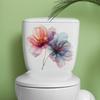 Elegant Floral Toilet Stickers, Waterproof Removable Self-Adhesive Decals for Bathroom Wall Decor