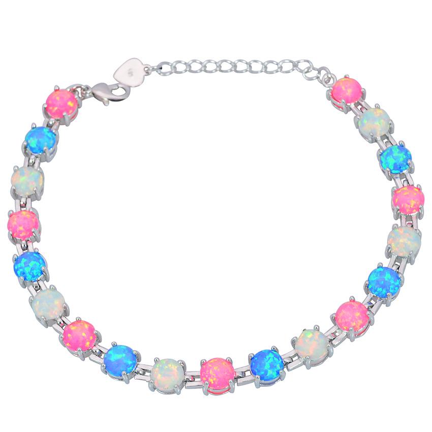 Opal Summer Hawaiian Small Round Bracelet & Necklace Set - Fashion Colored Gemstone Jewelry”