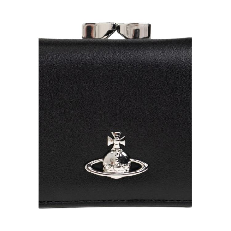 Vivienne Westwood West Queen Button Closure Faux Leather Wallet Men wallet Black 5115002MWS0026N401