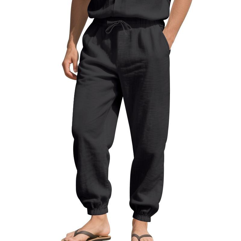 Four Seasons Beach Trend Men's Loose Linen Large Size Casual Sports Tights Men's Trousers